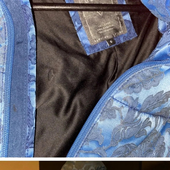 GUESS ASSUNTA BLUE PAISLEY ZIP UP LONG SLEEVE OMBRE PUFFER JACKET S - Picture 4 of 5